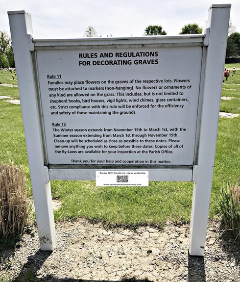 Cemetery Rules Sign